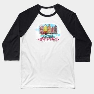 Amsterdam skyline and bicycle Baseball T-Shirt